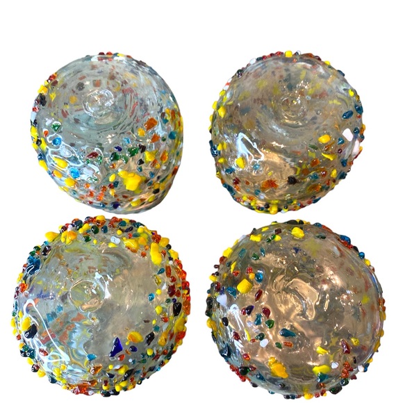 Bambeco Confetti Wine Glass Fiesta Hand blown set of 4 jewel tones - Picture 4 of 6